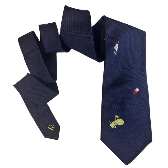 Nicole Miller NYC Neck Tie Textured Silk Luxury Golf Motif Y2K NOS NWT Made USA - Picture 9 of 12